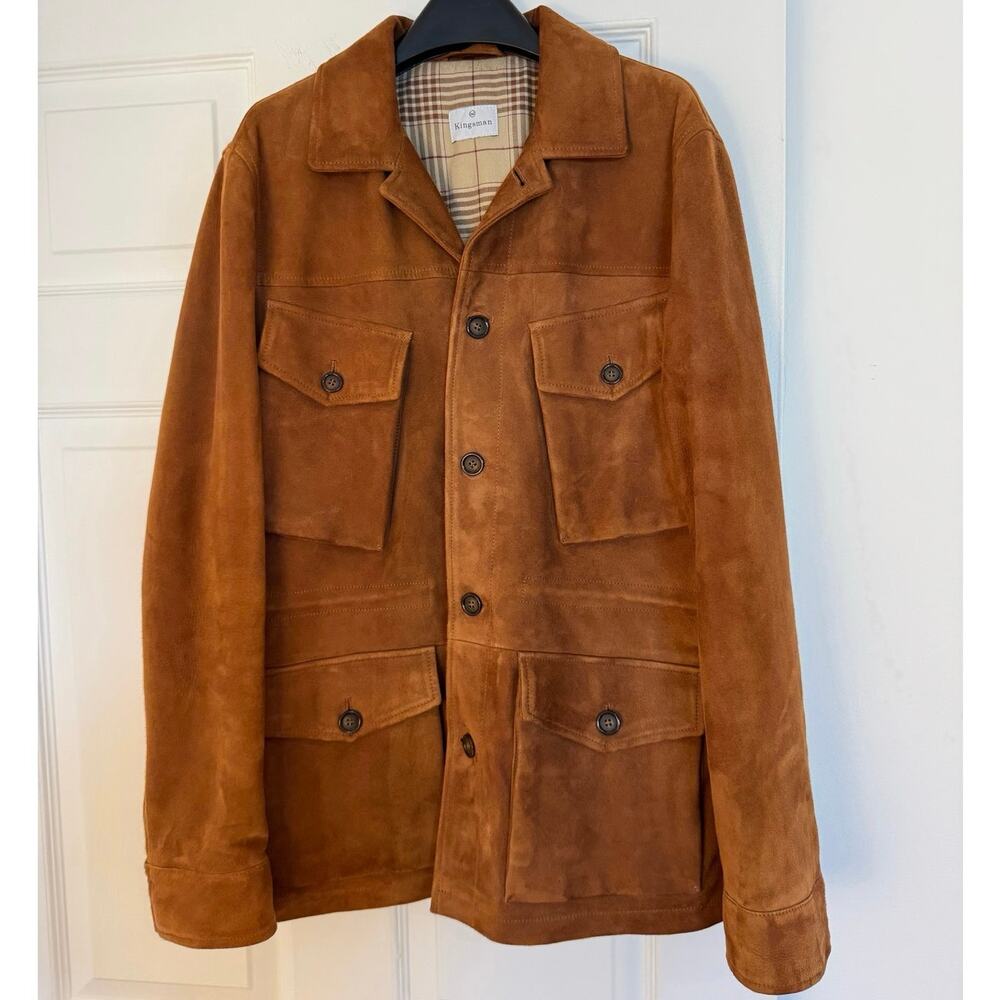 Kingsman Slim-Fit Brown Suede Field Jacket Size 48 | Luxury Mr Porter Mens Coat